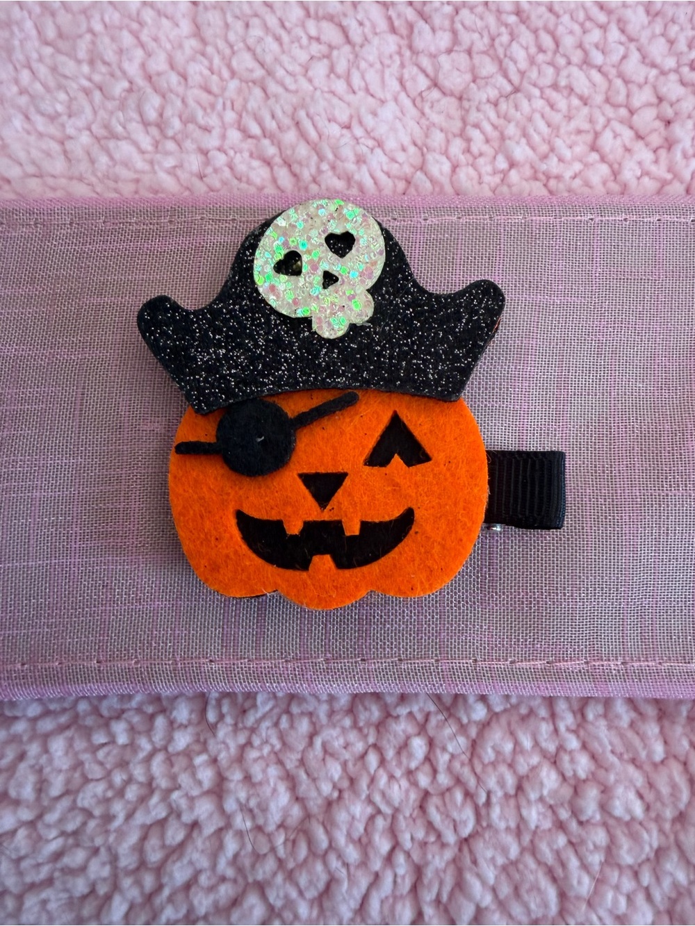 Orange Pirate Pumpkin Hair Clip
